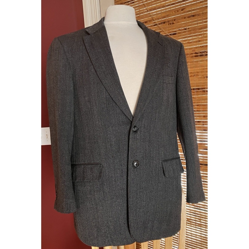 Saddlebred Men's Lambswool‎ Sport Coat Blazer 42R Charcoal Gray Classic Jacket